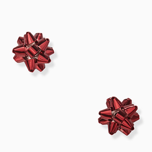 NWT~KATE SPADE~Sparkly RED Bourgeois Bow Earrings - Picture 1 of 3